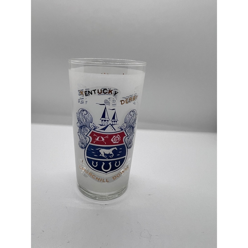 1968 Kentucky Derby Frosted Mint Julep Glass Churchill Downs Winners List